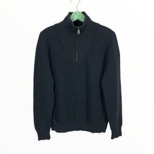 Fossil Mens L Charcoal Wool Blend Quarter Zip Pullover Sweater Classic Fit Warm